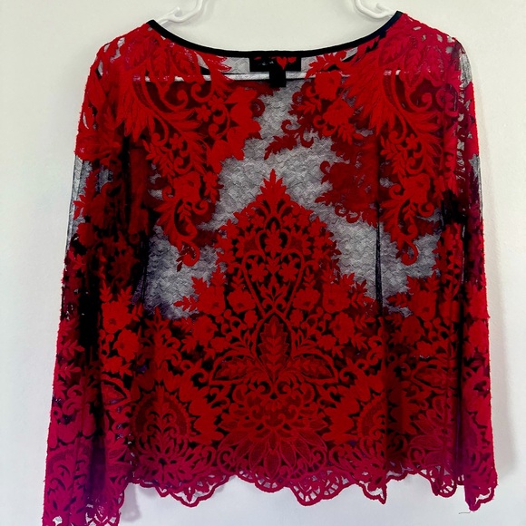 Sheer Lace - Red & Black Top - Picture 3 of 3